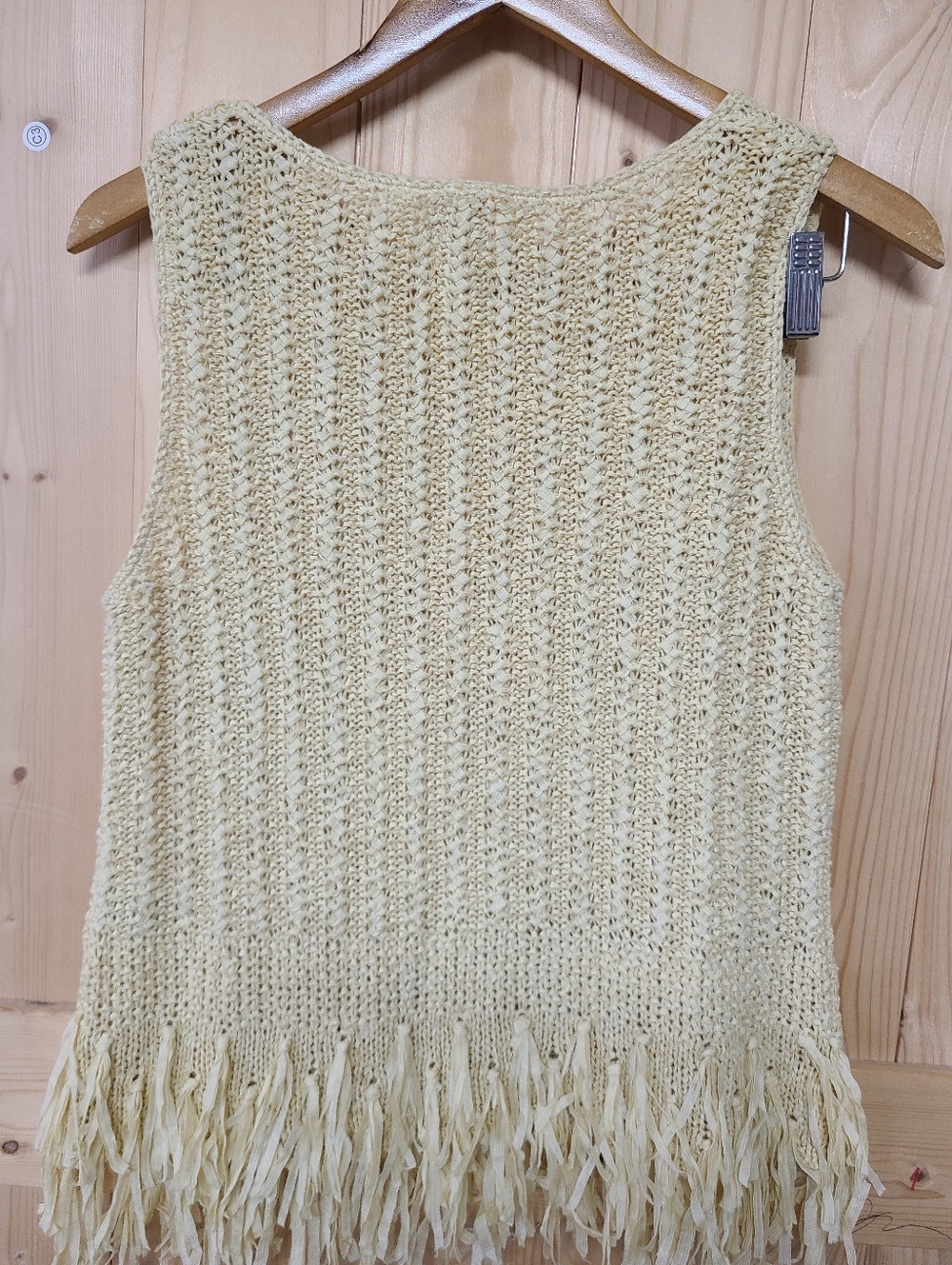 Ruby Rd. Pale Yellow Crochet Fringe Tank - Picture 3 of 3